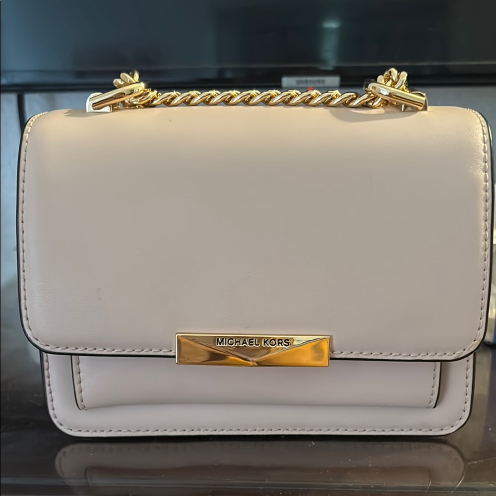 Michael Kors Cream Crossbody Bag with Gold Chain
